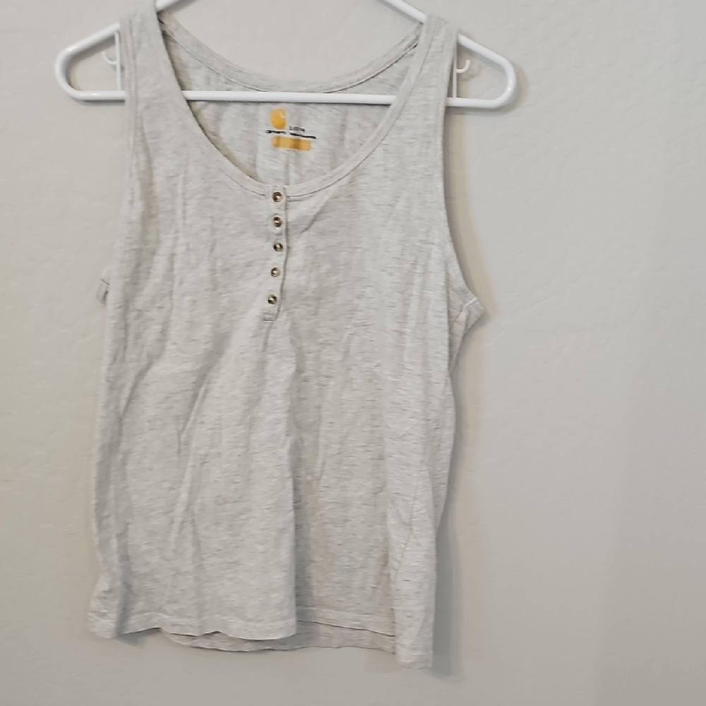 Carhartt Gray White Henley Tank Top